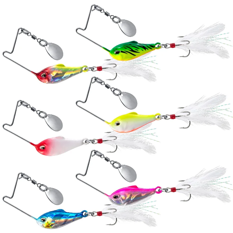 Dr.Fish 6 pcs 3D eyes Spinner baits Fishing Lure 1/4oz-1/2oz