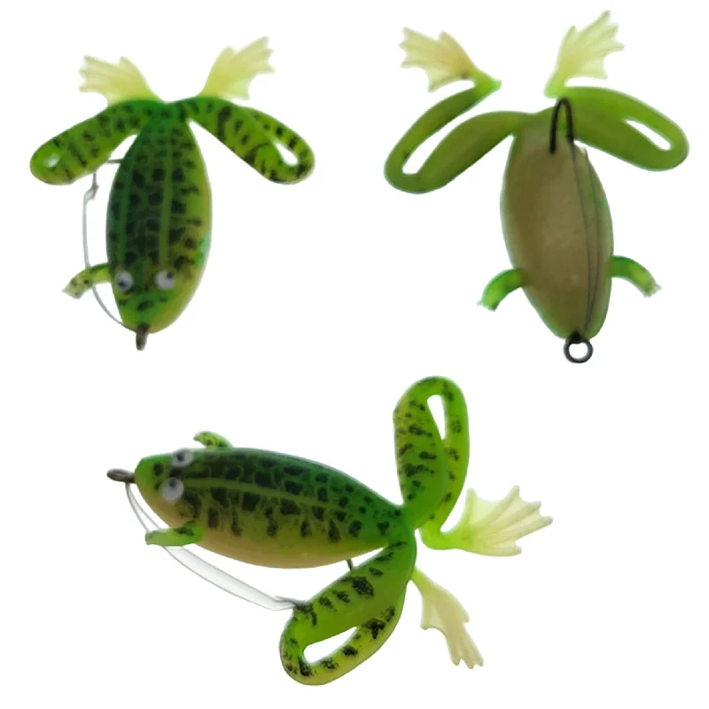 Felmlee Rigged Weedless Frogs 2-1/4" Green QTY 3