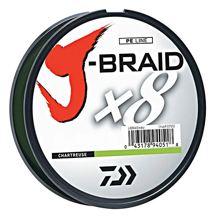 Daiwa J-Braid X8 Braided Line 165 Yards Chartreuse