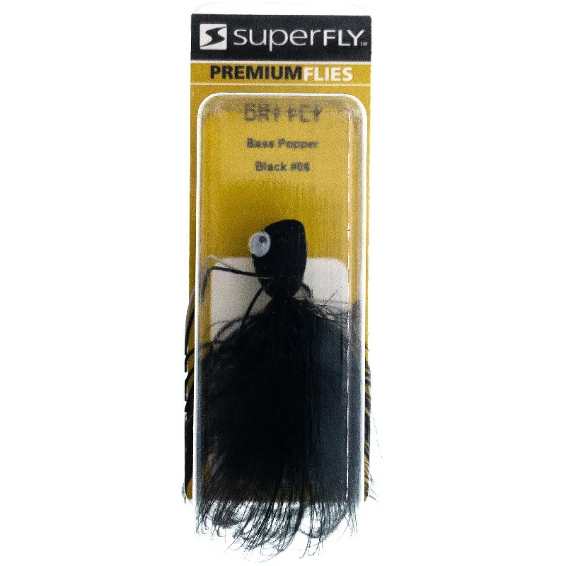 Superfly Dry Fly Bass Popper #6 Black QTY 1