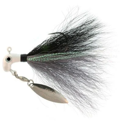 Road Runner Bucktail Pro Jig w/Spinner Pearl/Grey Throat/Black/Grey