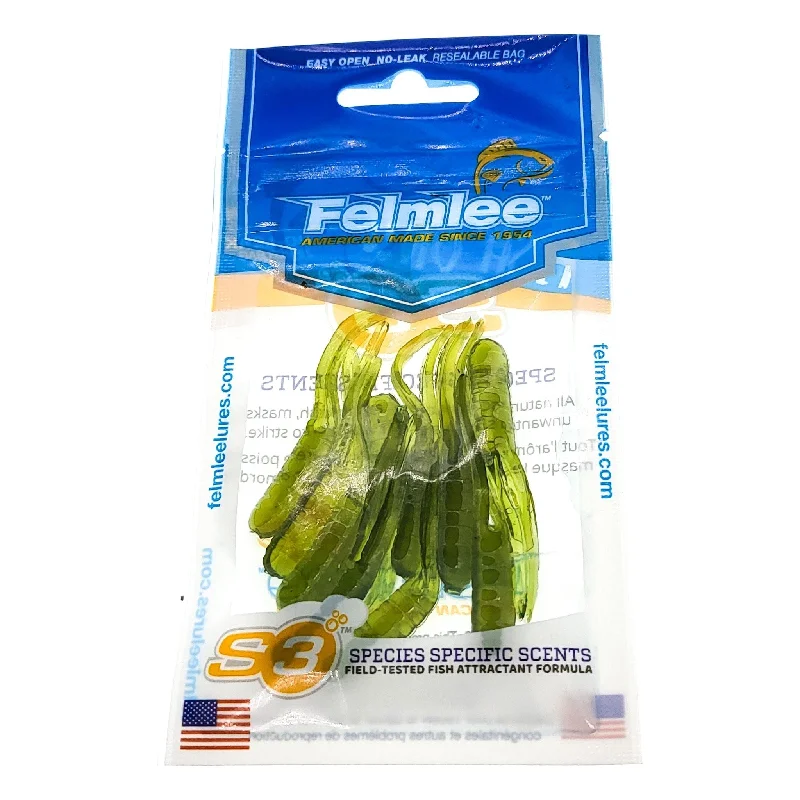 Felmlee Split Tail Grubs 2" Qty 10 Green