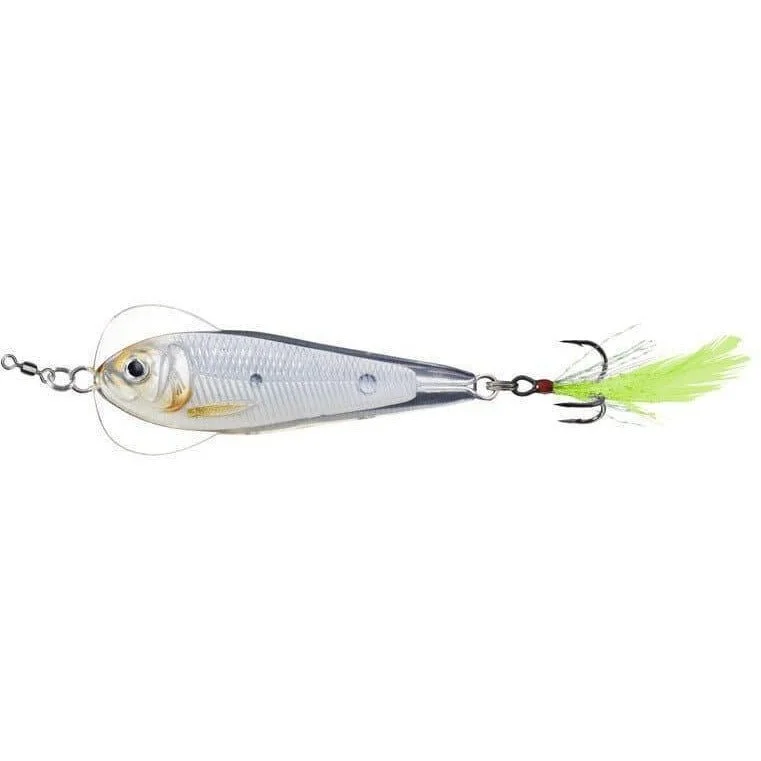 LiveTarget Flutter Shad Jigging Spoon 2" 1/2 Oz Glow/Pearl Qty 1