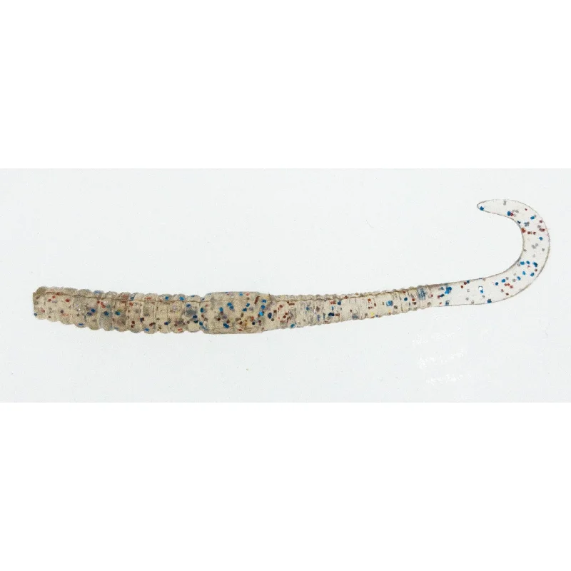 FAS Ribbed Curly Tail Worm 3" Clear Rainbow Sparkle Qty 100