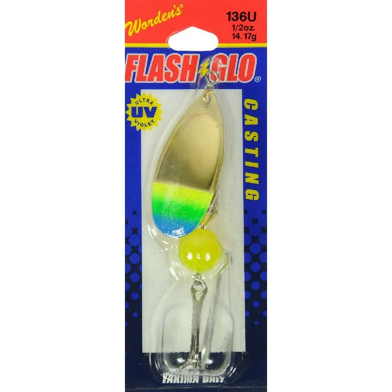 Yakima Bait Worden's Flash Glo Spinner 1/2 Oz Brass Chartreuse Green Blue