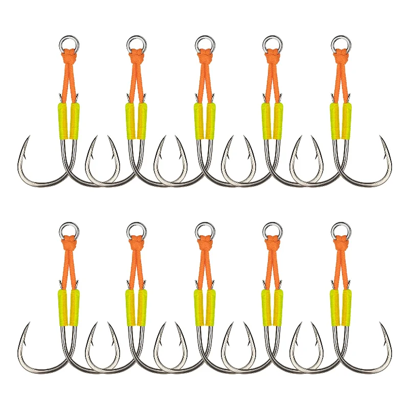 THKFISH 10pcs Fishing Assist Hooks For Saltwater Jigging