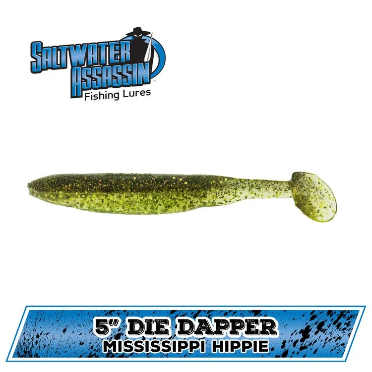 Bass Assassin Die Dapper Shad Tail Swimbait 5" Mississippi Hippie Qty 7