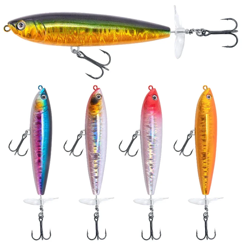 Dr.Fish 5pcs Topwater Fishing Lure 3D Floating  3.5'', 4.3''