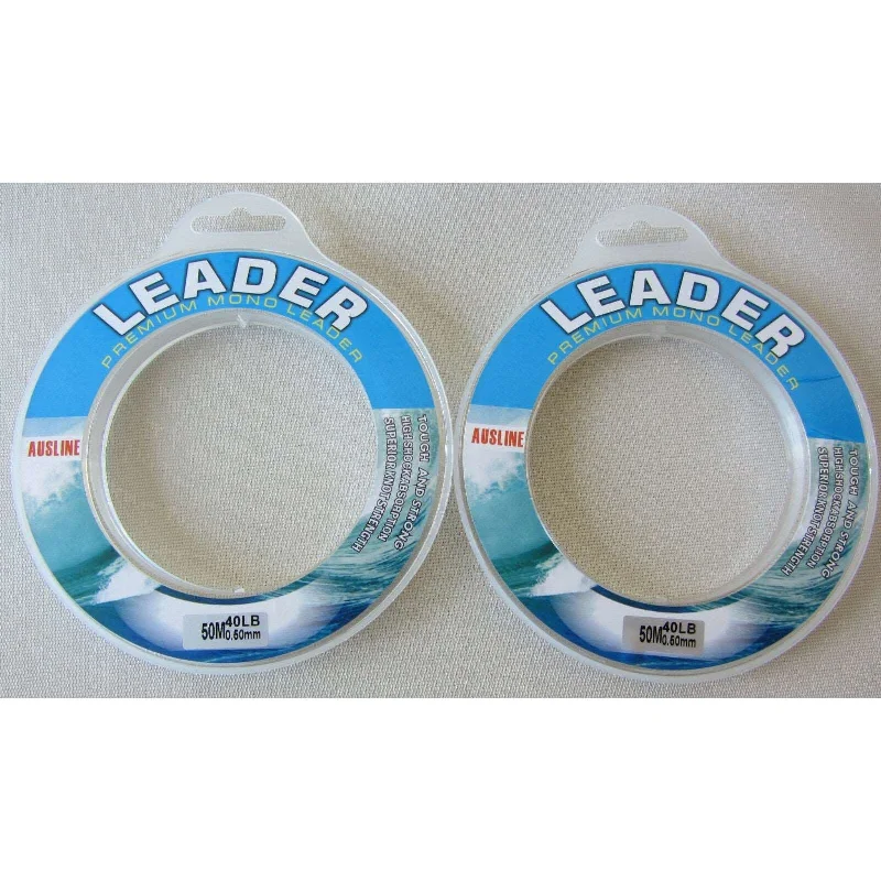 2 x 50m spool,40LB Premium Monofilament Leader Fishing Tackle