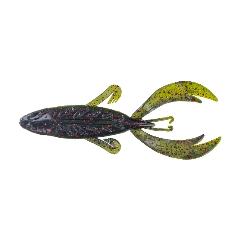 Big Bite Baits Dean Rojas Fighting Frog 4" Black Neon/Watermelon Red Flake Qty 7