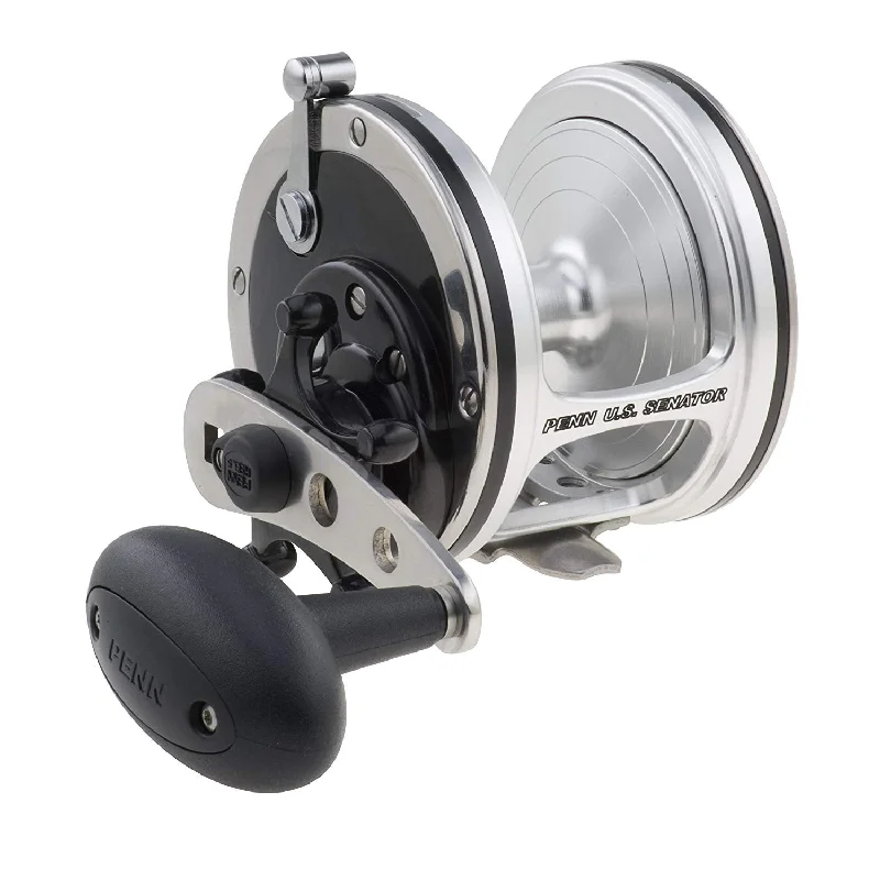 Penn US Senator Conventional Reel, Black/Silver, 5+1, 4.3:1, Mono:30/380, 40/320