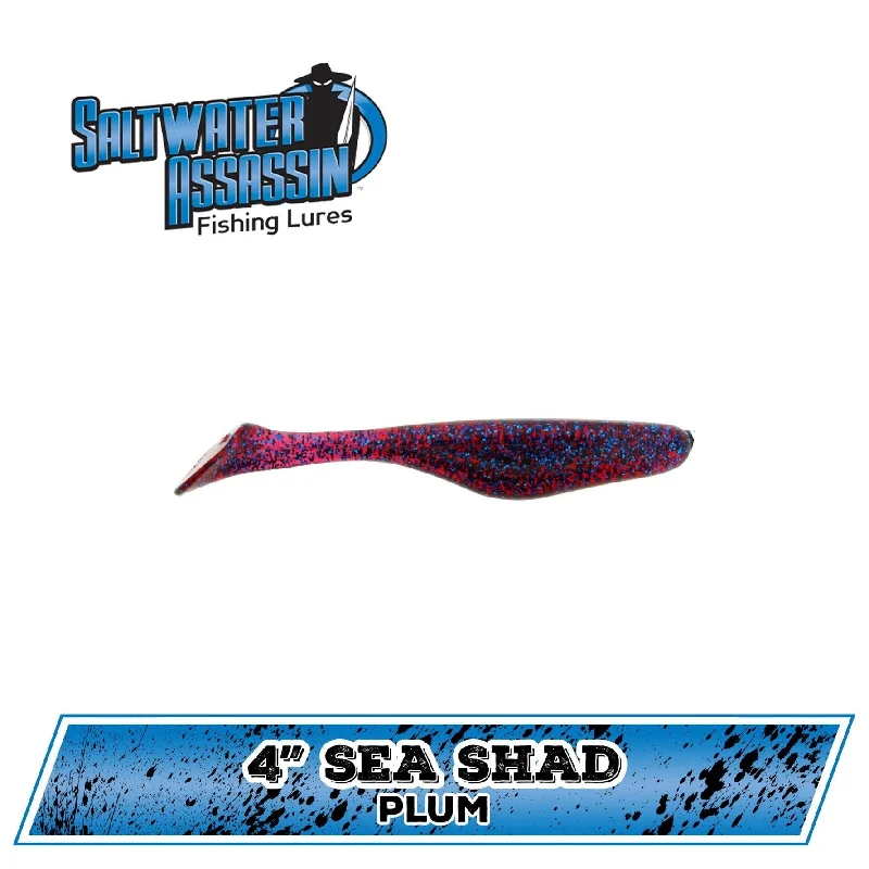 Bass Assassin Saltwater Shad 4" Plum Qty 10